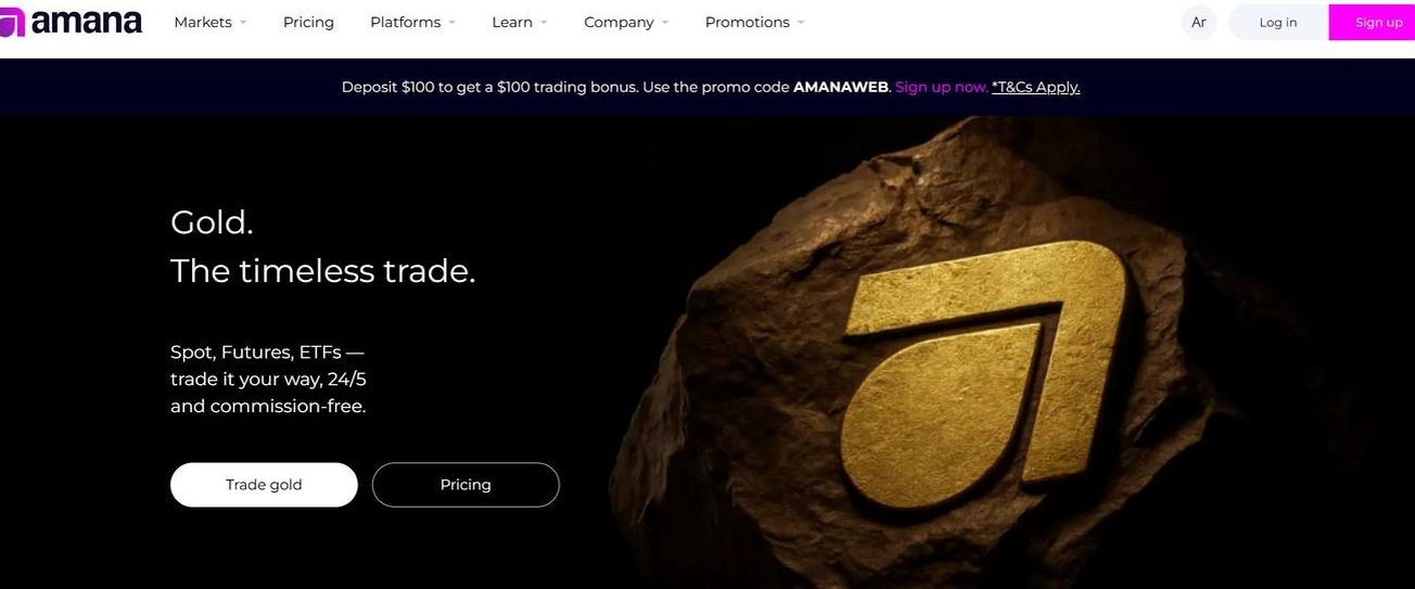 Screenshot of the Amana Capital website