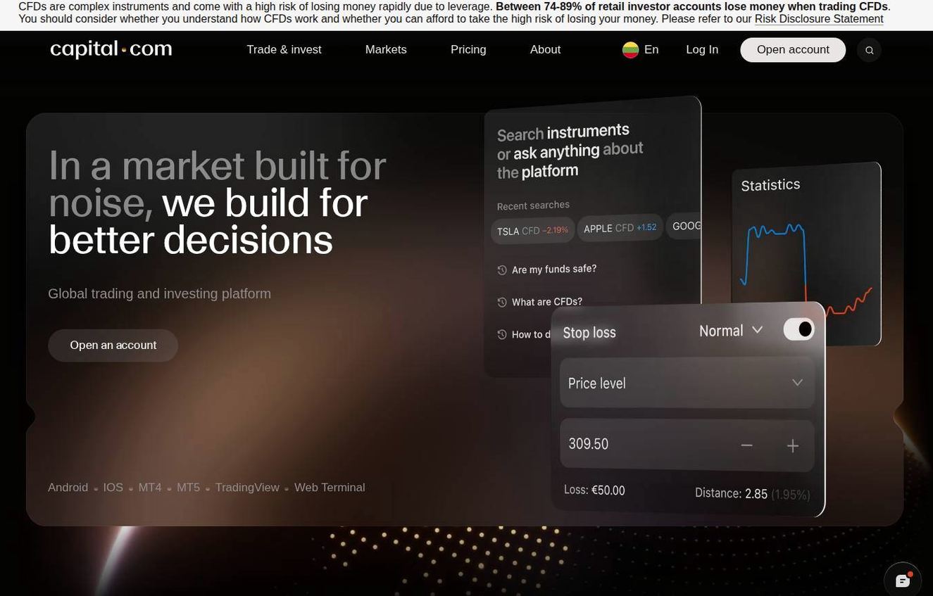 Screenshot of the Capital.com website