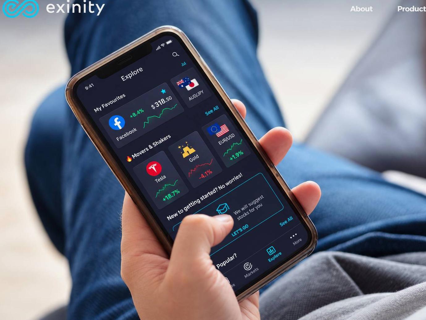 Screenshot of the Exinity website