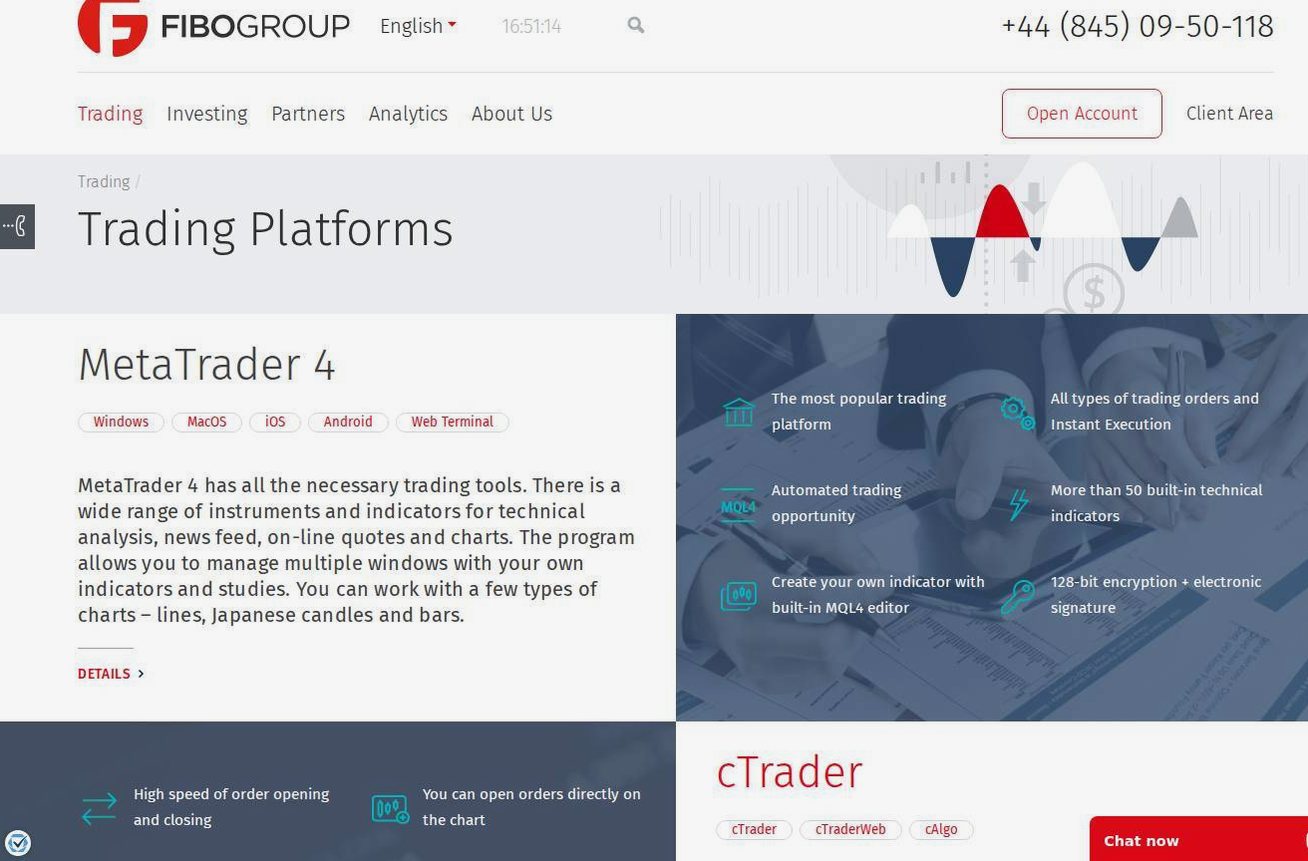 The platform page on the FIBO Group website