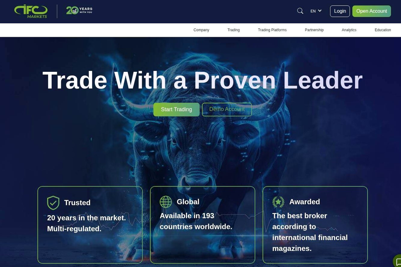 Screenshot of the IFC Markets website