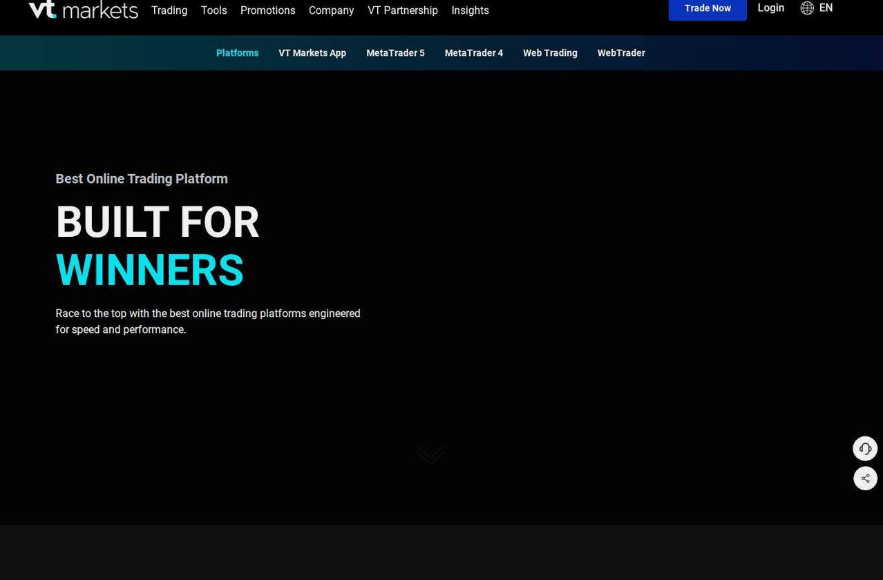 The platform page on the VT Markets website