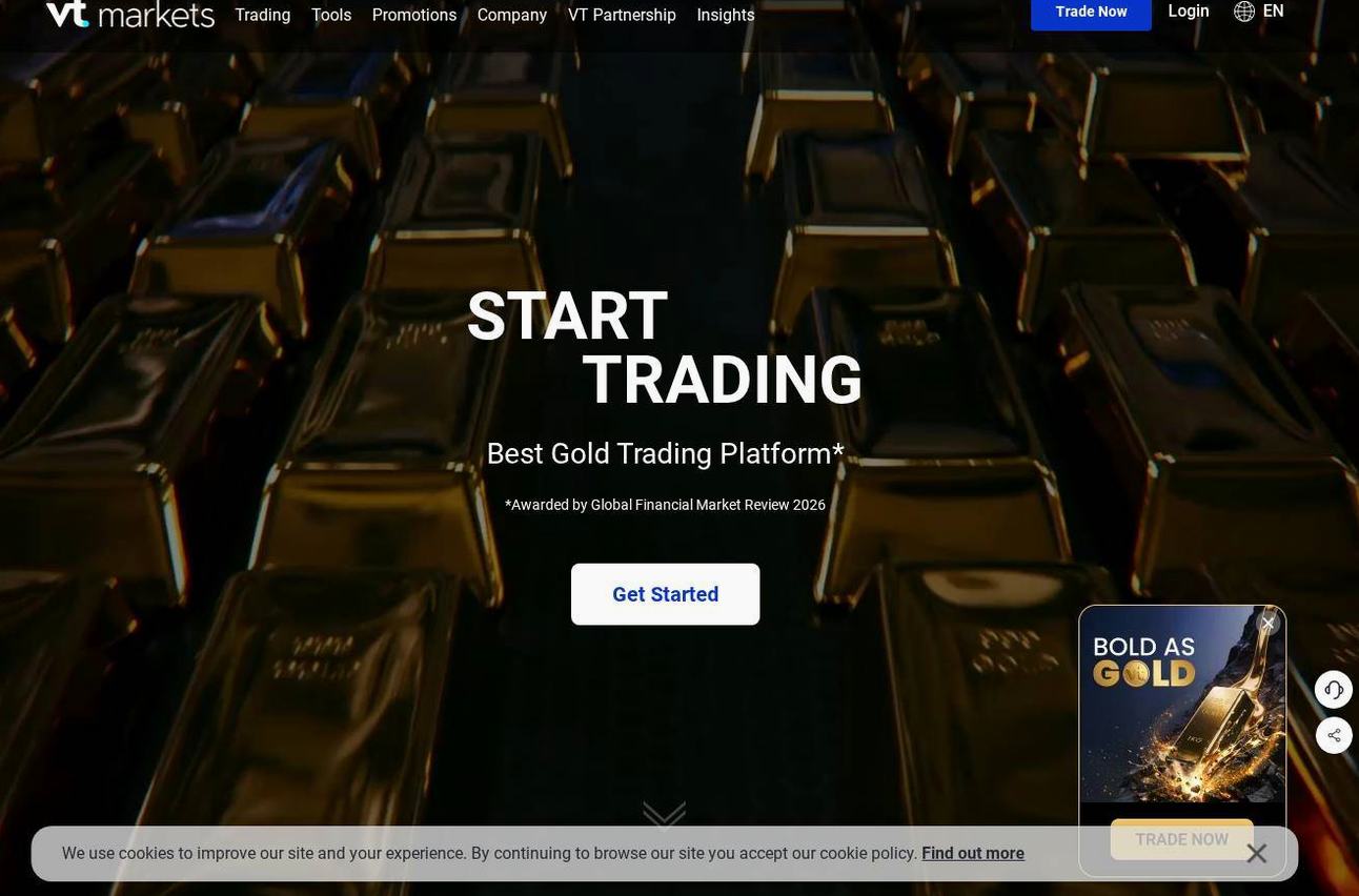 Screenshot of the VT Markets website