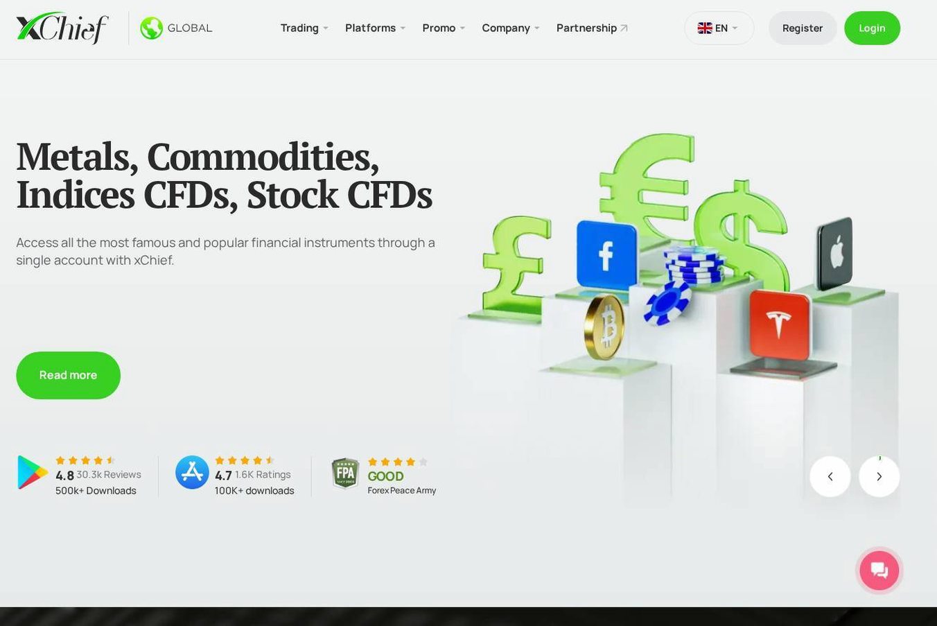 Screenshot of the XChief website
